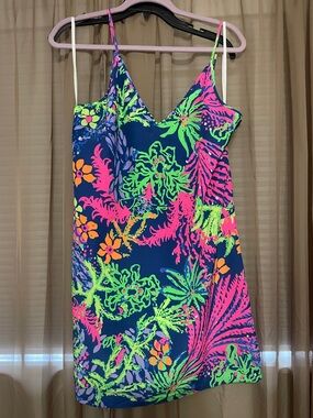 Lilly Pulitzer Navy Lela Dress with multi Neon Print
